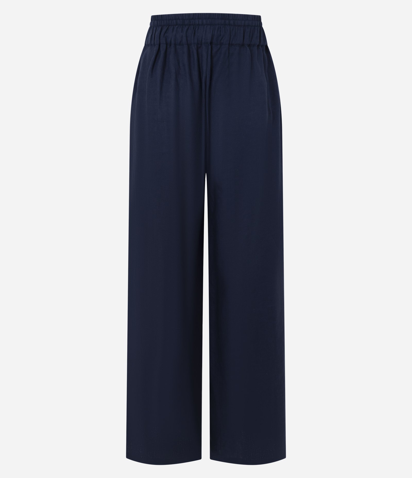 Calça Barrel em Linho com Cintura Elástica Azul 2
