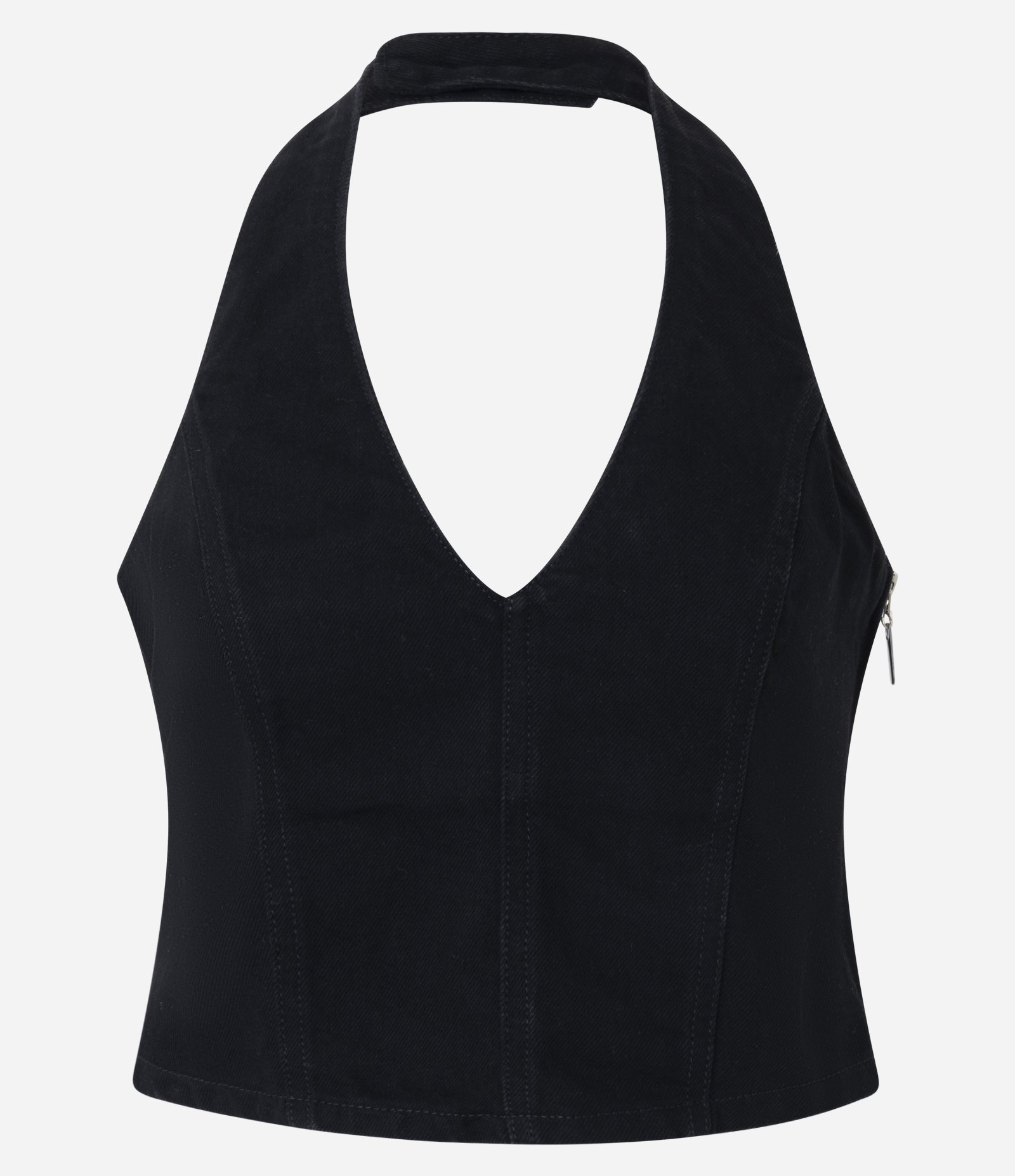 Blusa Jeans Frente Única com Decote V Preto 5