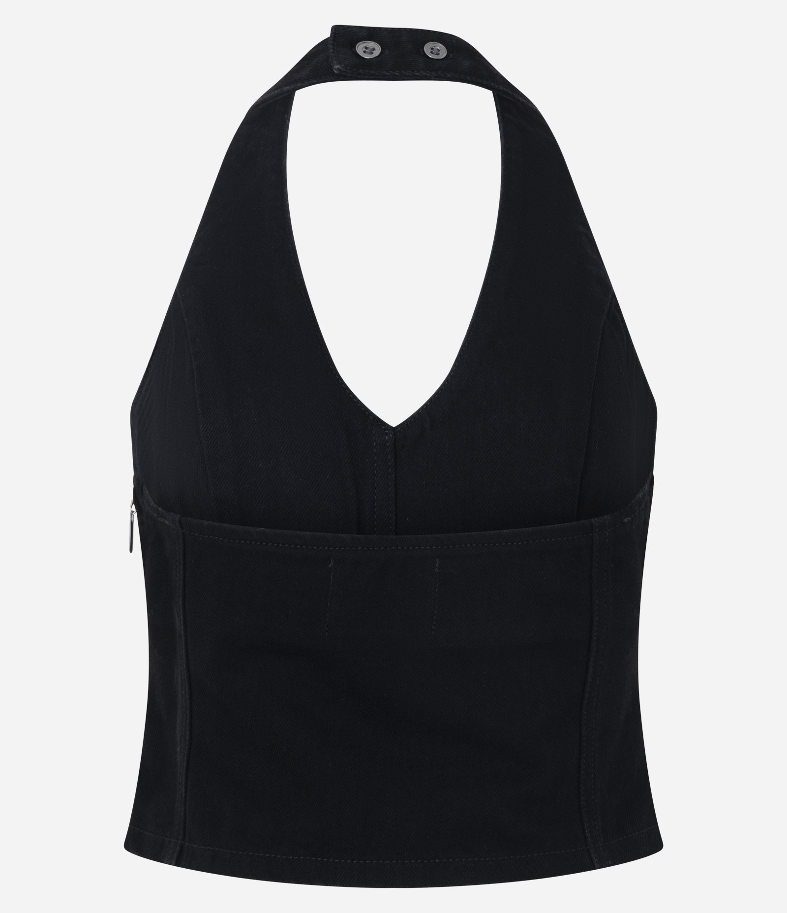 Blusa Jeans Frente Única com Decote V Preto 6