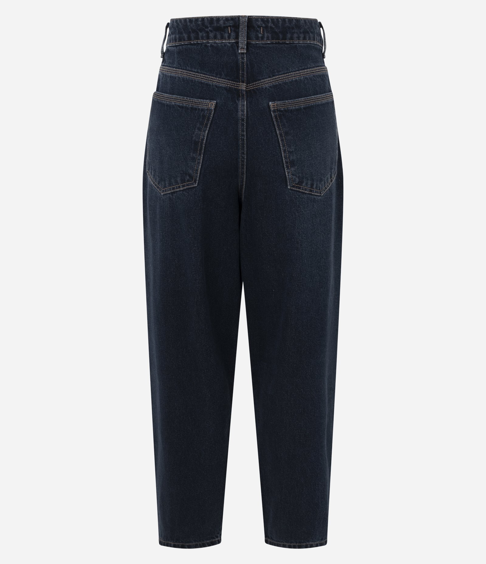 Calça Jeans New Carrot Rebites com Cintura Alta Azul Escuro 6