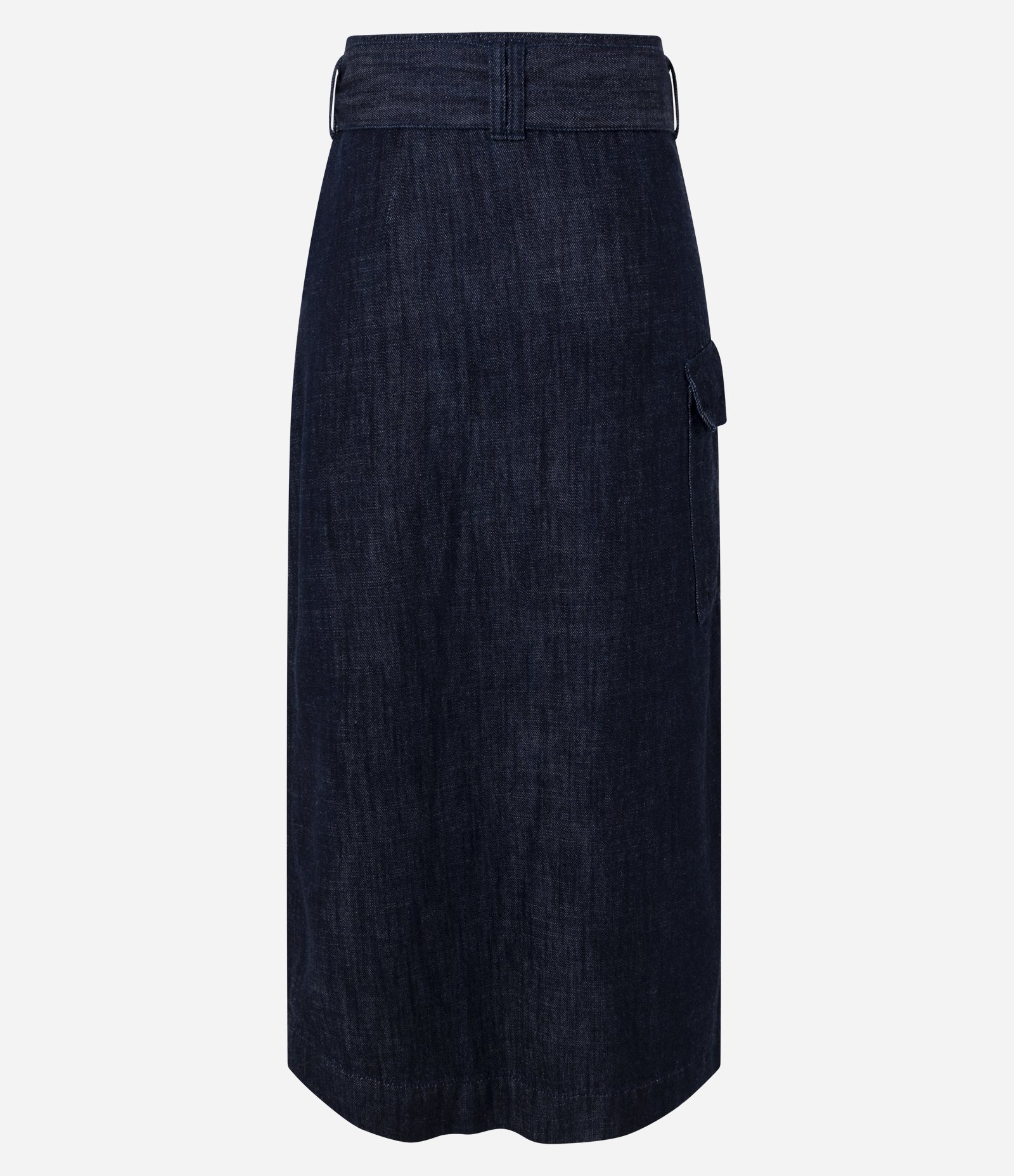 Saia Midi Envelope em Jeans com Cintura Alta e Bolso Cargo Azul Escuro 6