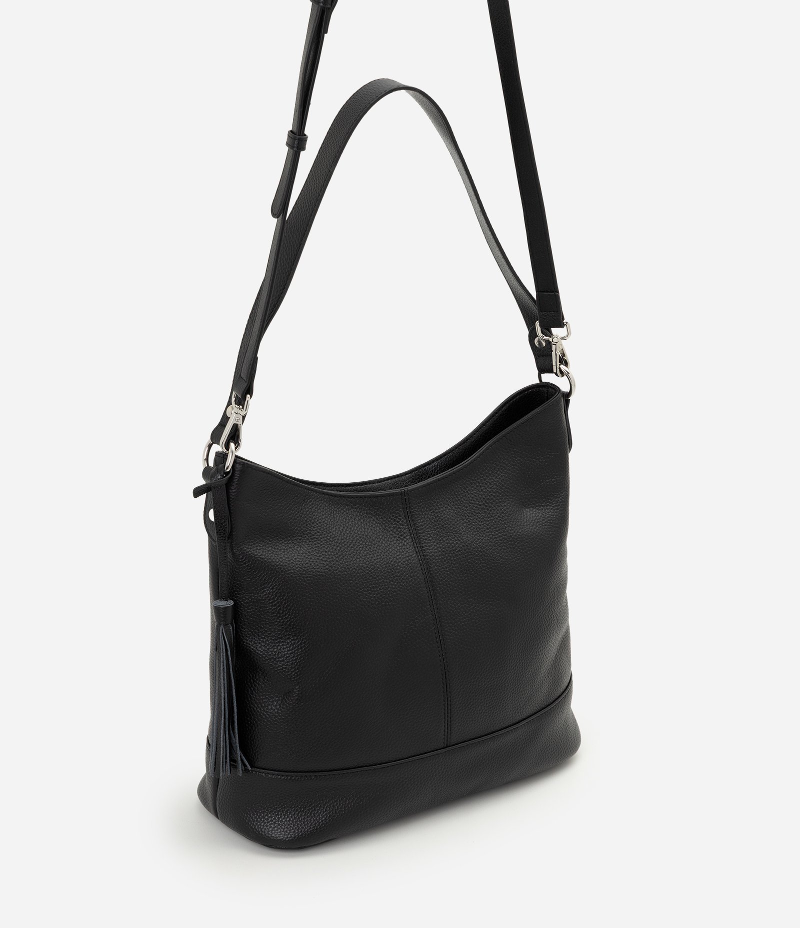 Bolsa Hobo Grande em Couro com Ajuste na Alça Preto 1