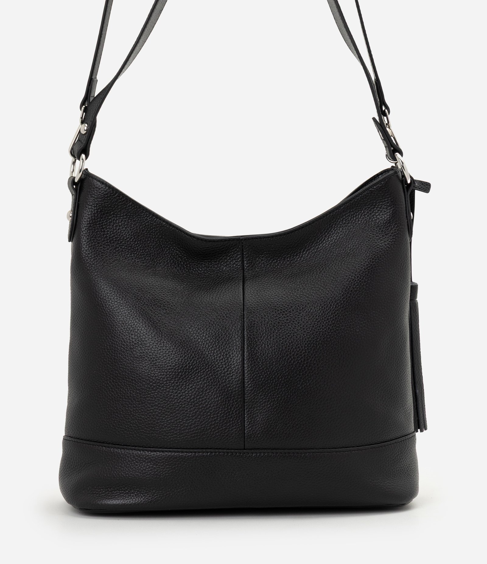 Bolsa Hobo Grande em Couro com Ajuste na Alça Preto 3