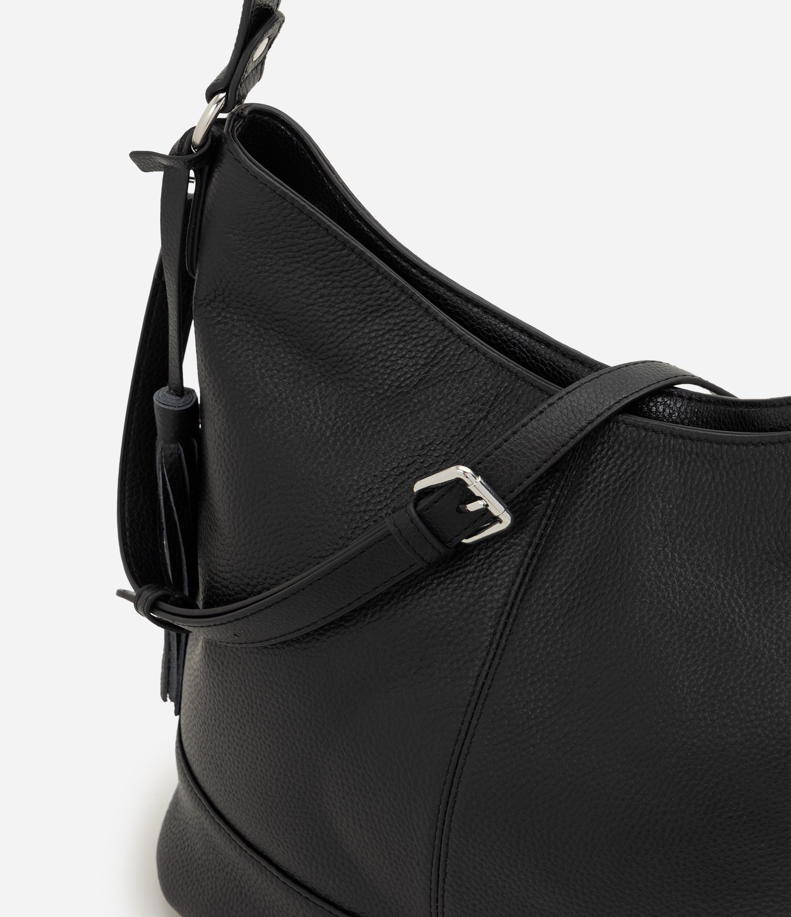 Bolsa Hobo Grande em Couro com Ajuste na Alça Preto 4
