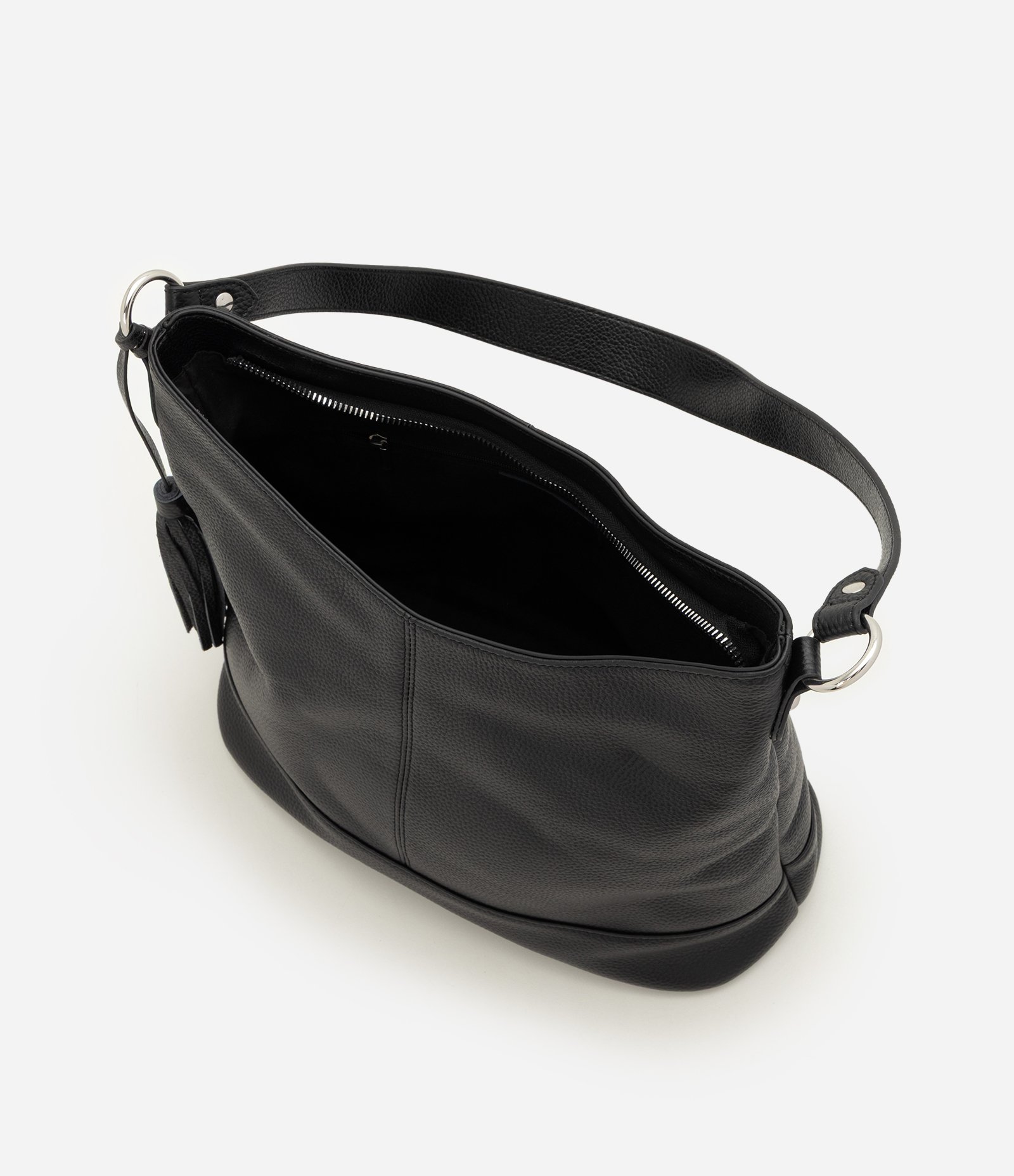 Bolsa Hobo Grande em Couro com Ajuste na Alça Preto 6