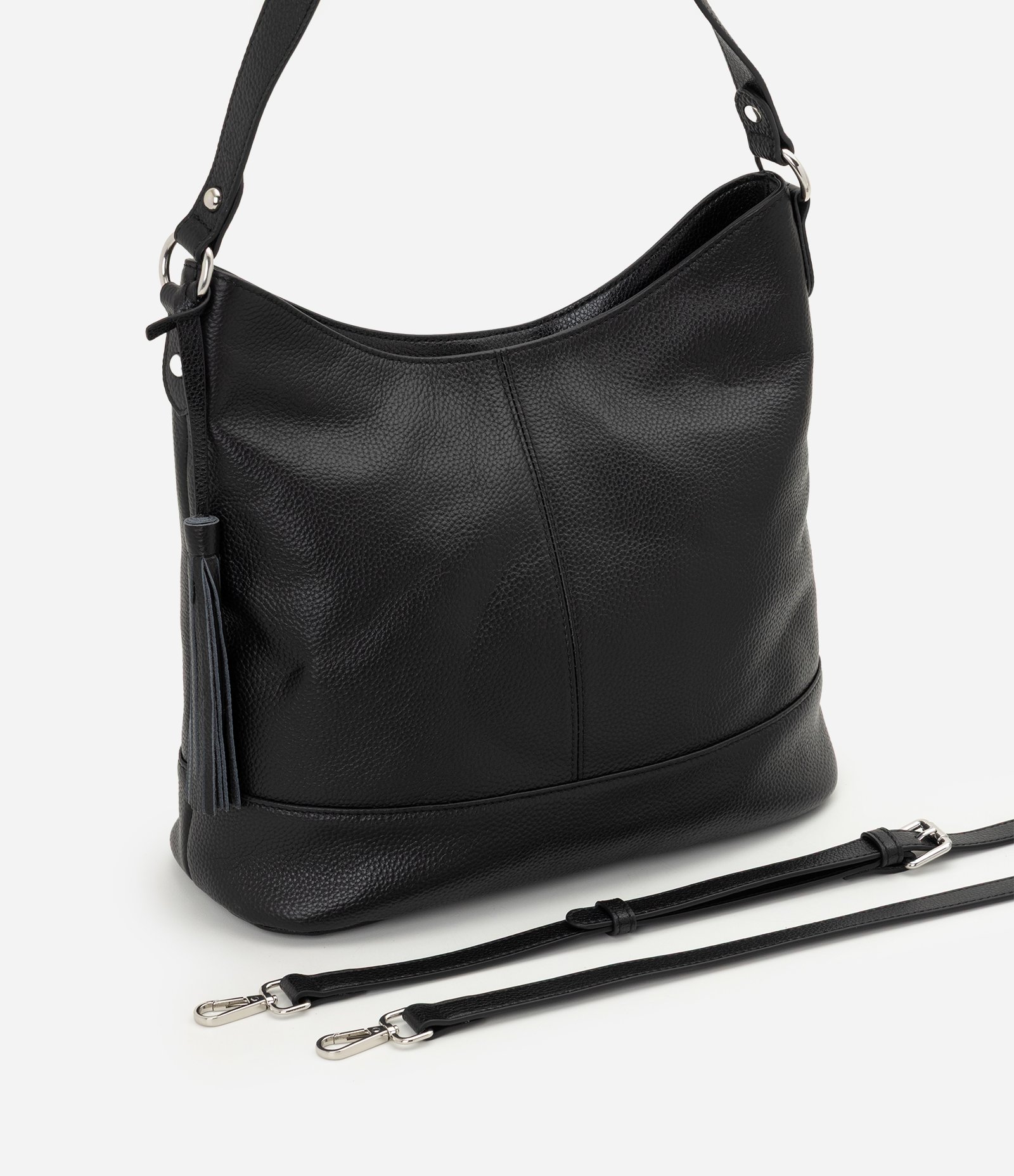 Bolsa Hobo Grande em Couro com Ajuste na Alça Preto 7