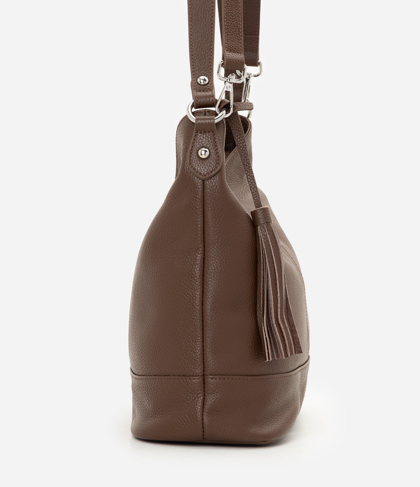 Bolsa Hobo Grande em Couro com Ajuste na Alça Marrom 2