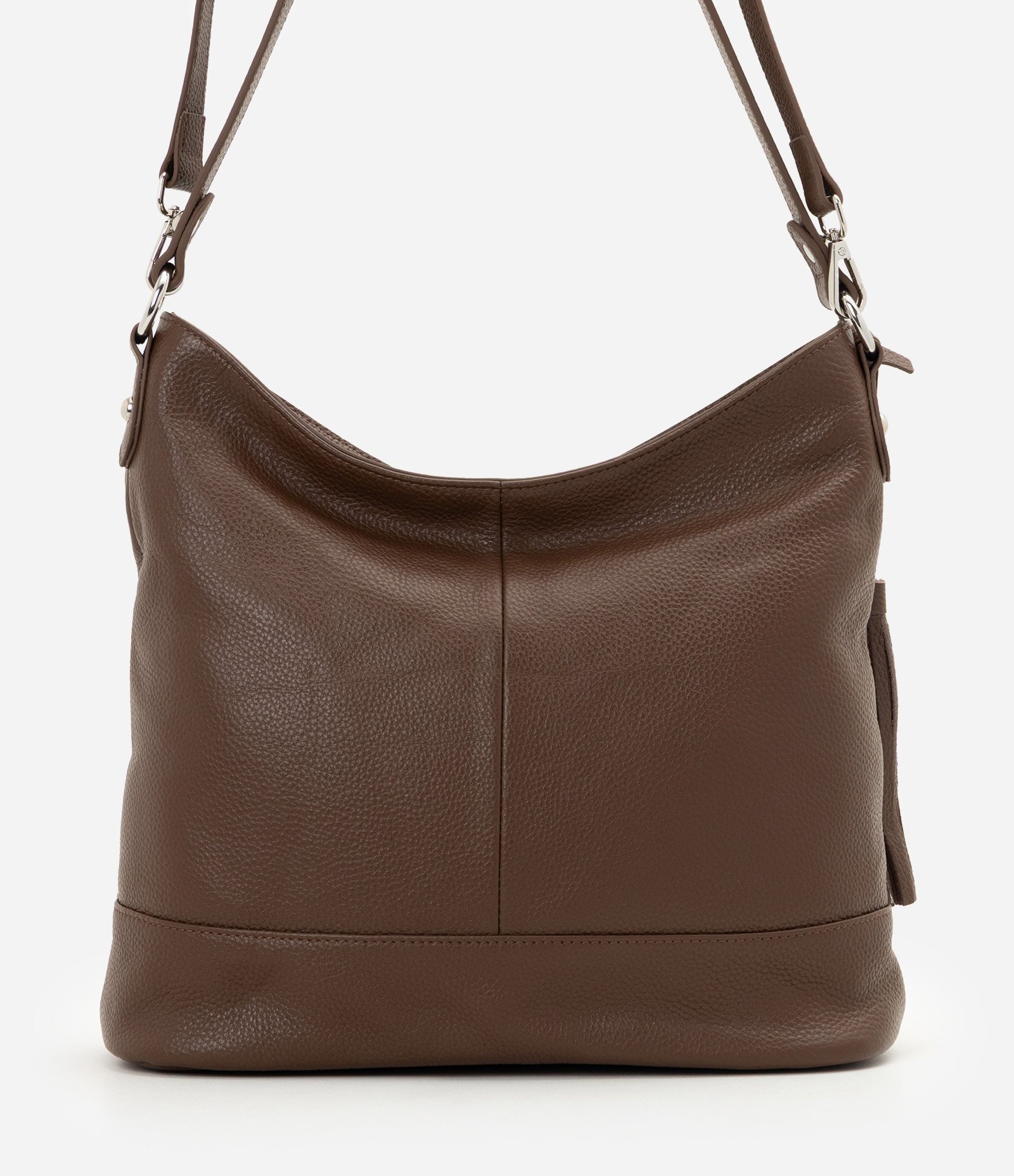 Bolsa Hobo Grande em Couro com Ajuste na Alça Marrom 3