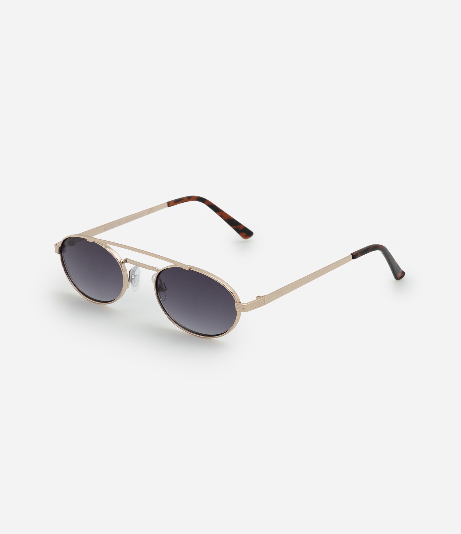 Óculos de Sol Redondo com Pontas Estampadas Dourado 1