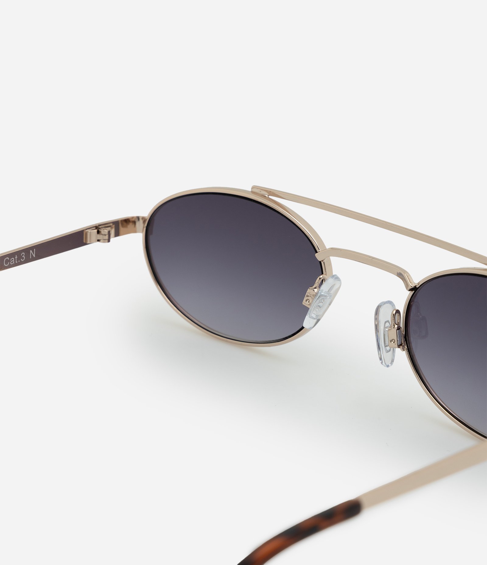 Óculos de Sol Redondo com Pontas Estampadas Dourado 3
