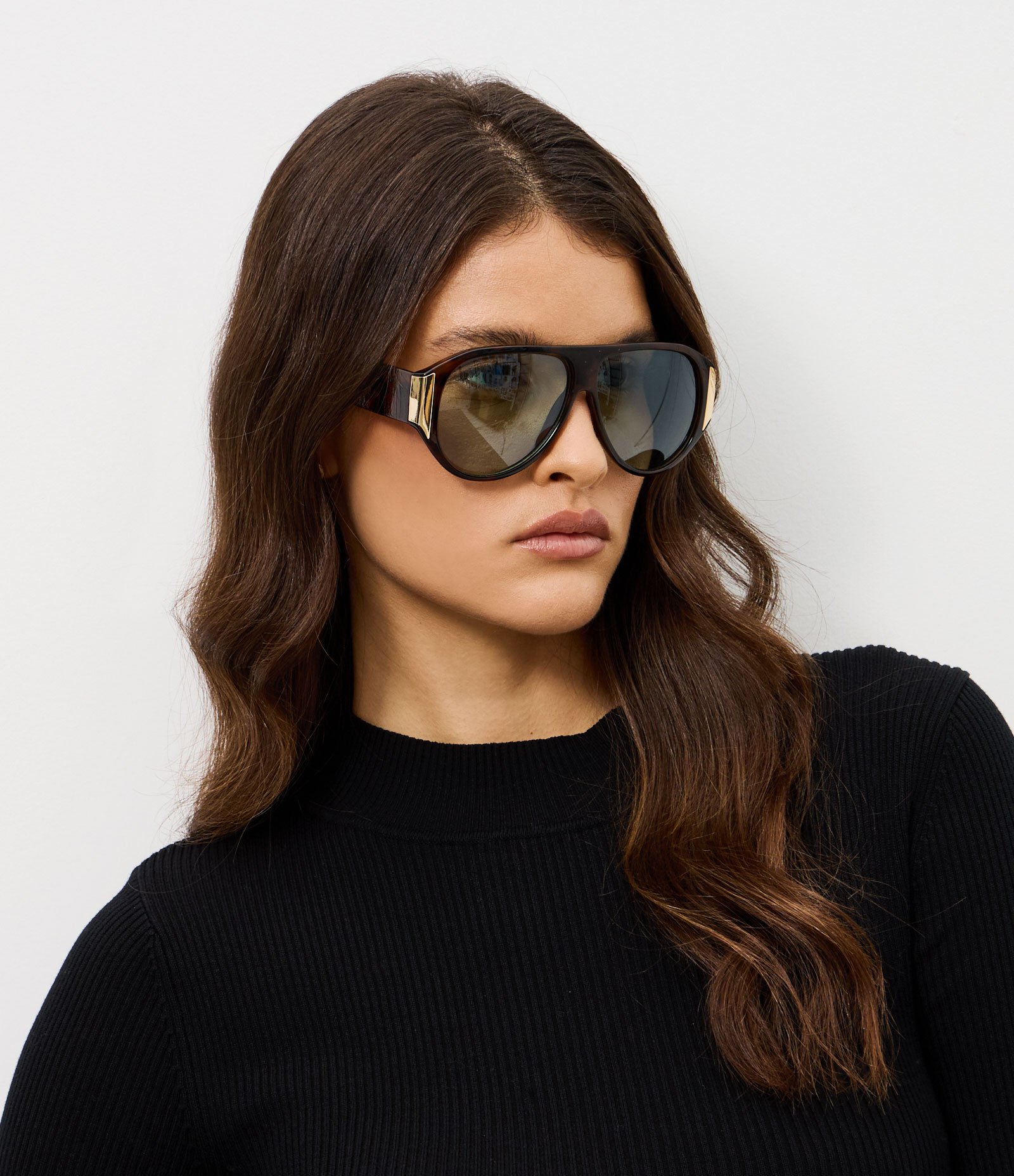 Óculos de Sol Aviador Feminino Tartarugado Marrom 1