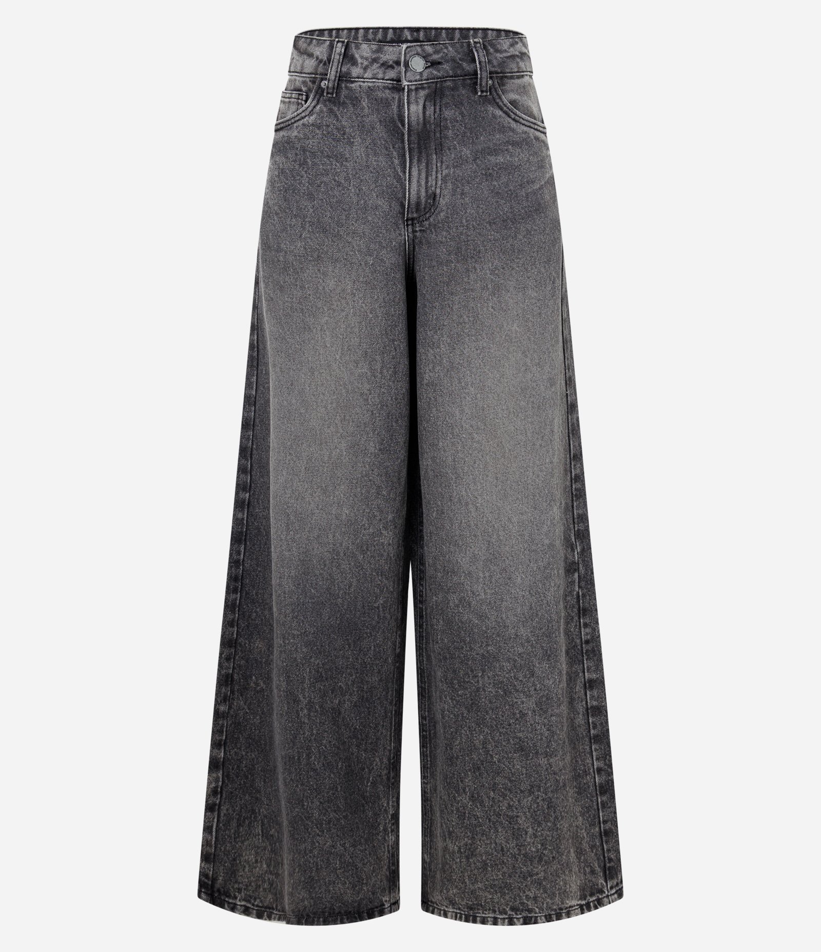 Calça Super Wide em Jeans com Cintura Média Cinza 1