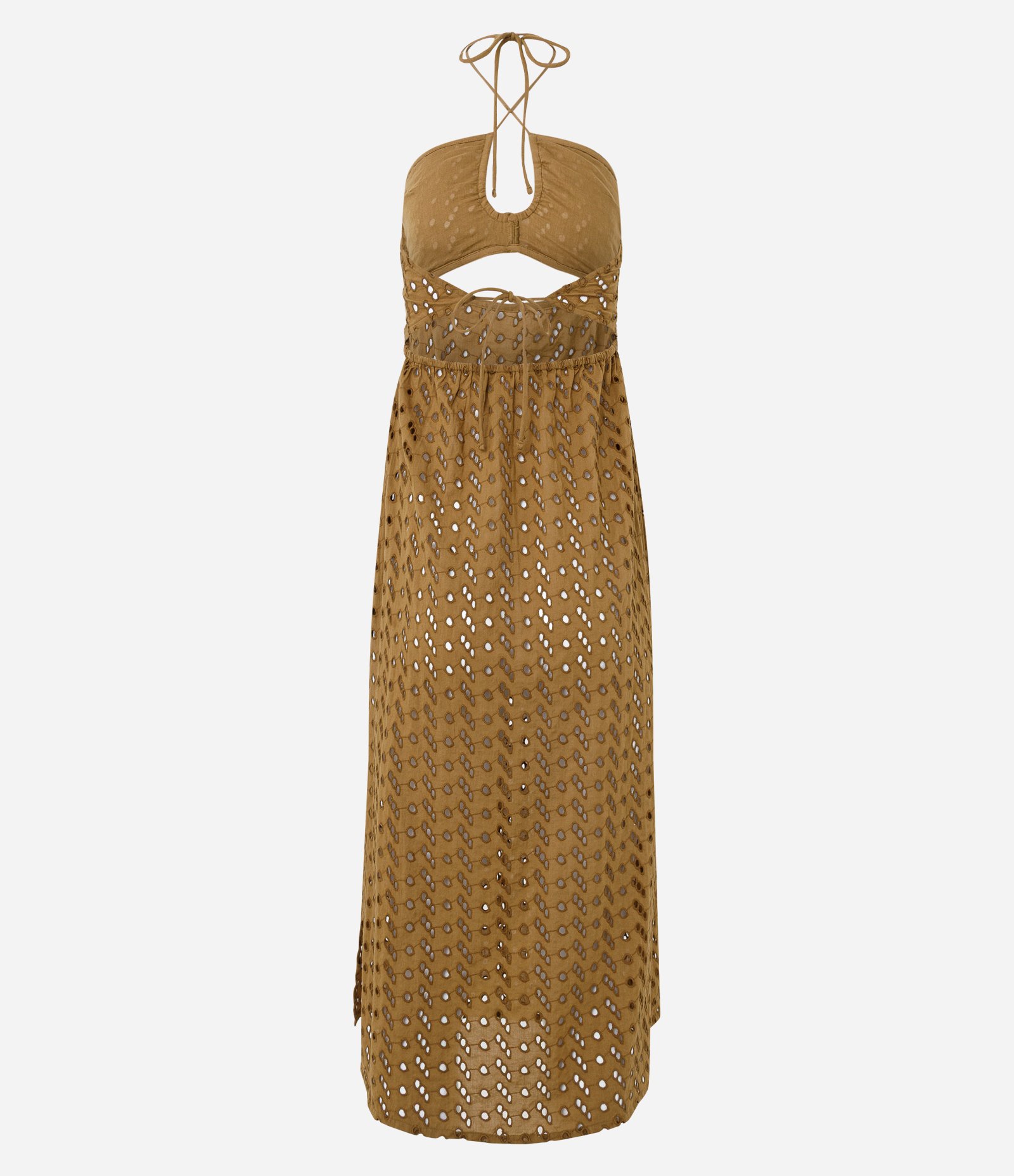 Vestido Saída de Praia em Laise com Decote Marrom 8