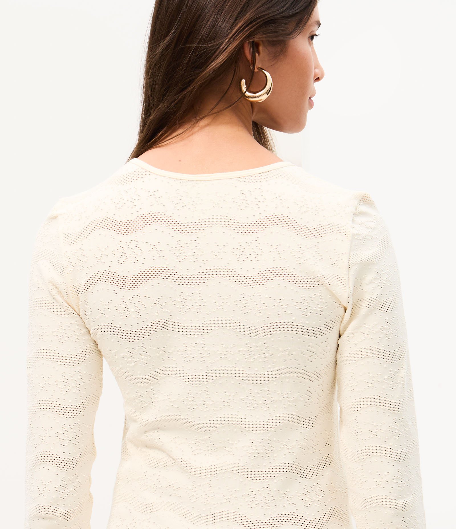 Blusa Segunda Pele Seamless em Poliamida com Textura Off White 4