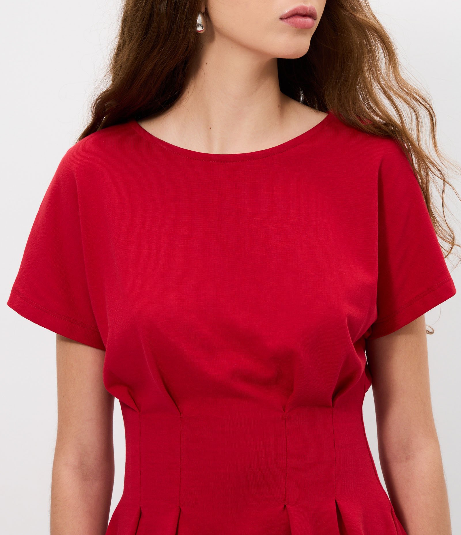 Blusa Peplum em Cotton com Pregas Vermelho 3