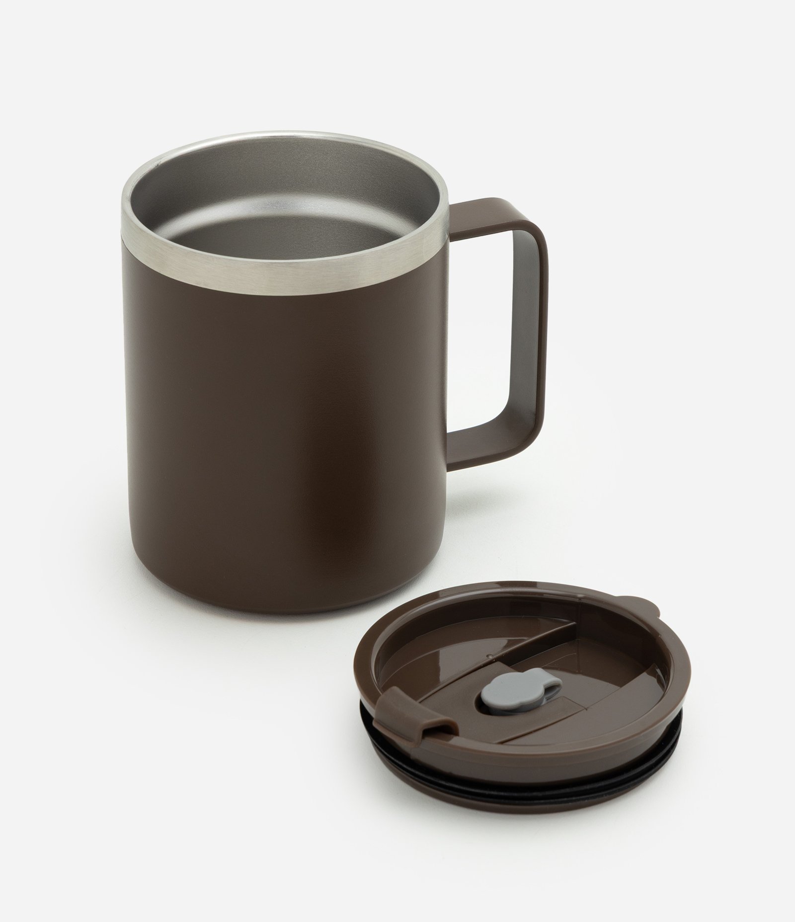 Copo Térmico em Metal com Alça e Tampa 350ml Marrom 2