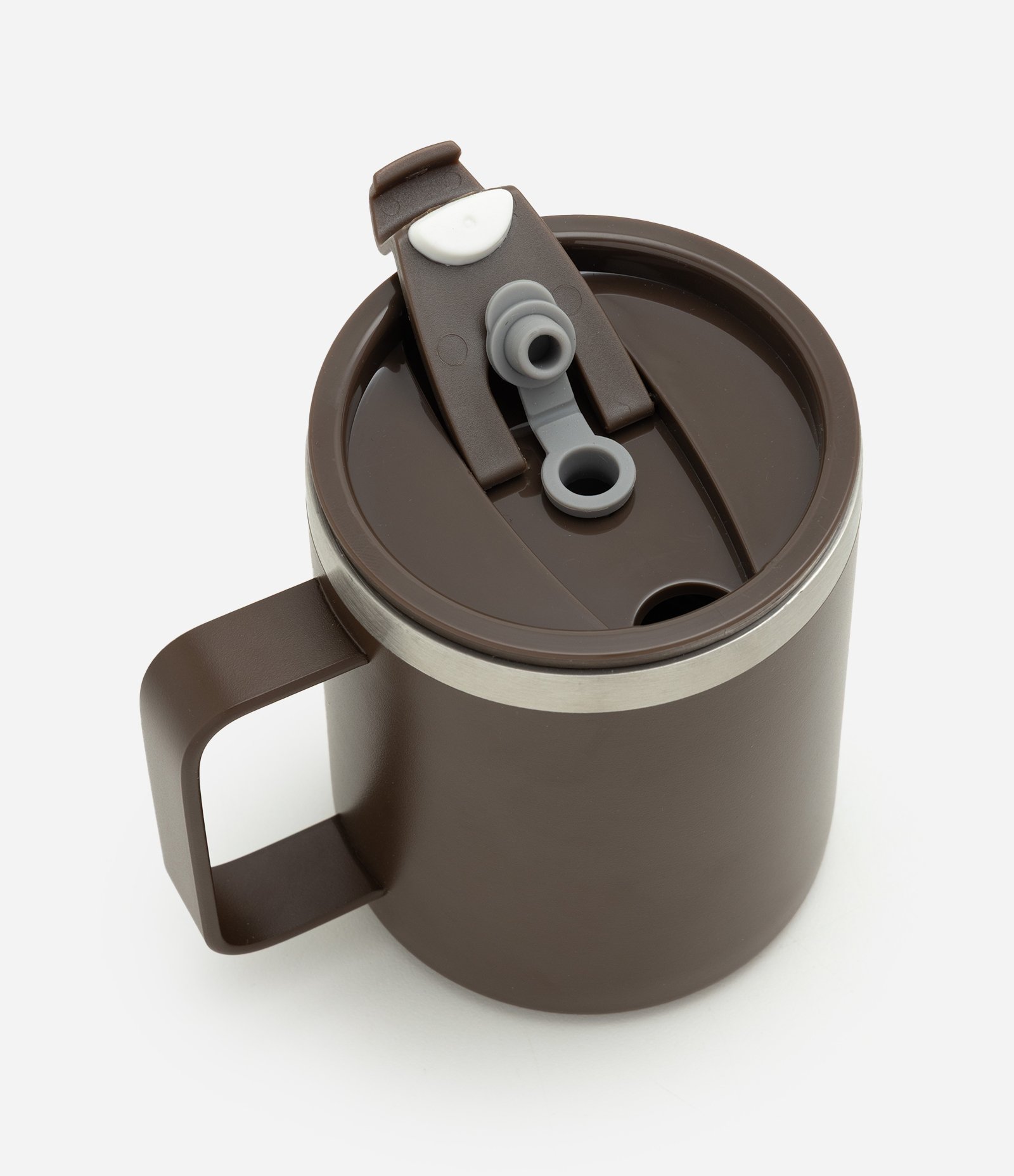 Copo Térmico em Metal com Alça e Tampa 350ml Marrom 4