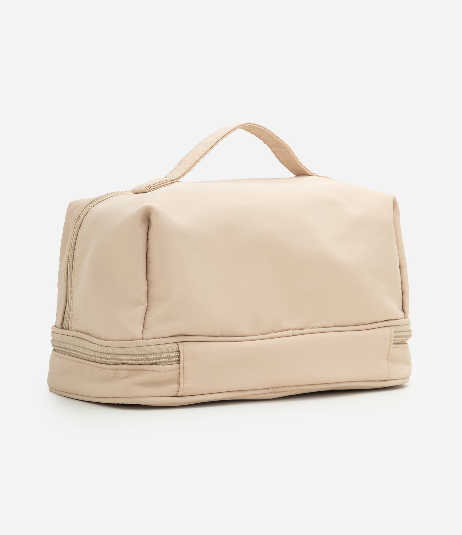 Necessaire Grande em Poliamida com Alça de Mão Bege 3