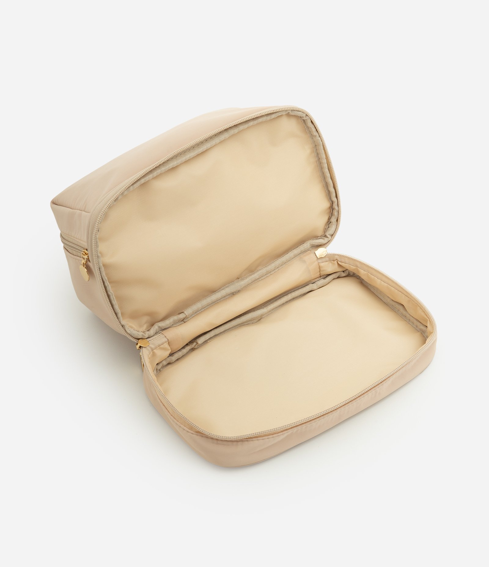 Necessaire Grande em Poliamida com Alça de Mão Bege 5