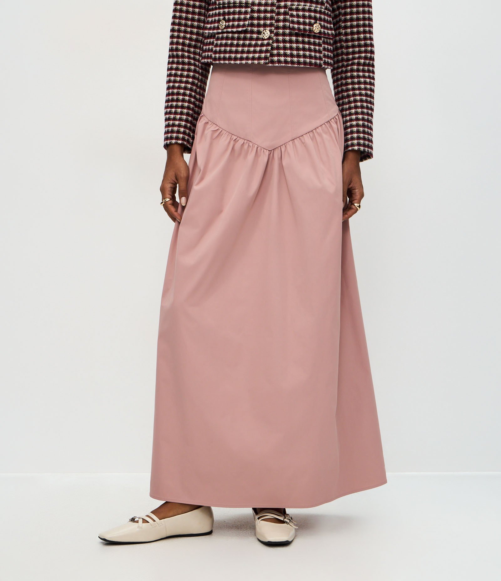 Saia Longa com Cós Corset Largo Rosa 3