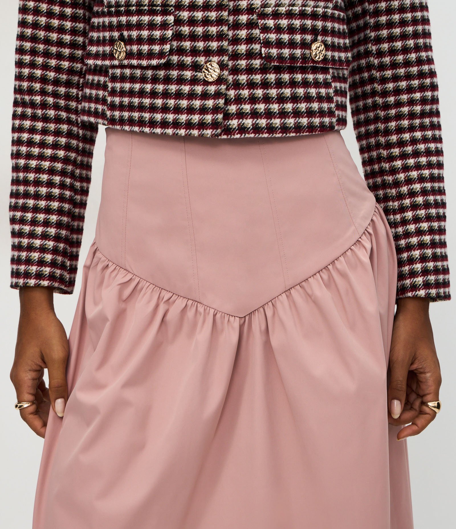 Saia Longa com Cós Corset Largo Rosa 4