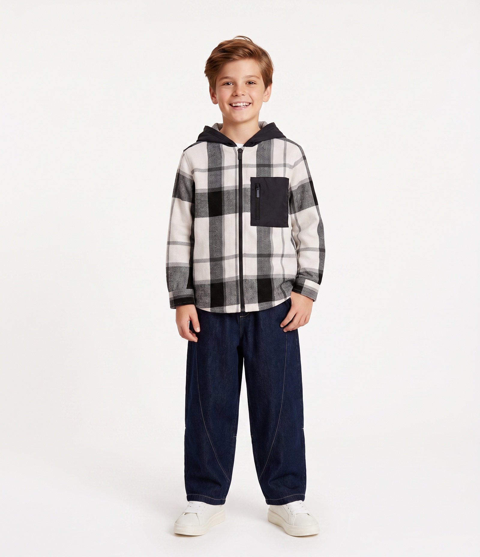 Calça Jeans Infantil Barrel Em Algodão com Recortes - Tam 5 a 14 Anos Azul Escuro 1