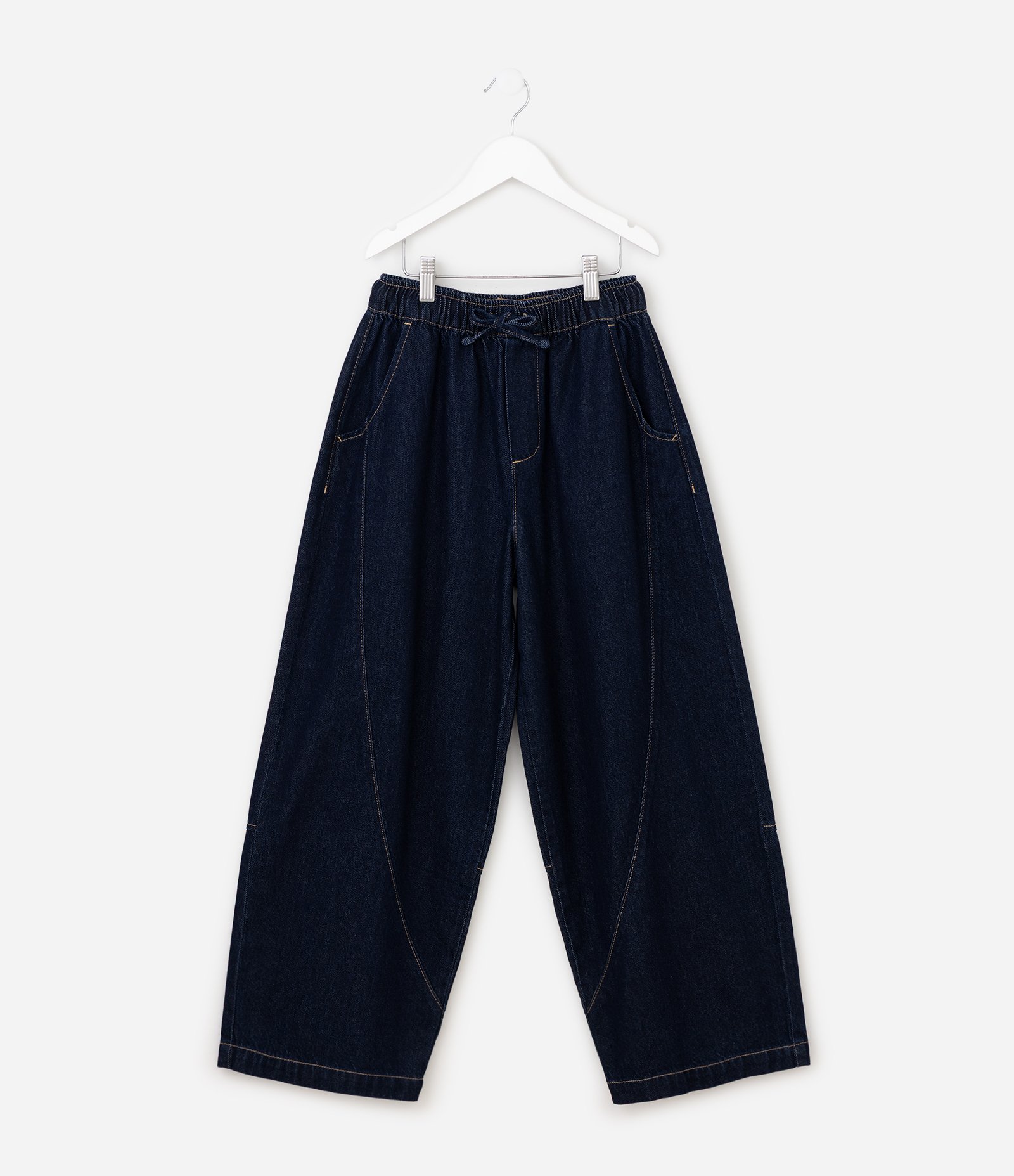 Calça Jeans Infantil Barrel Em Algodão com Recortes - Tam 5 a 14 Anos Azul Escuro 4