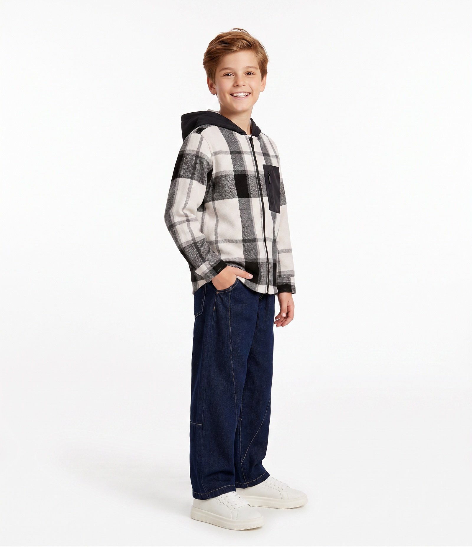Calça Jeans Infantil Barrel Em Algodão com Recortes - Tam 5 a 14 Anos Azul Escuro 2