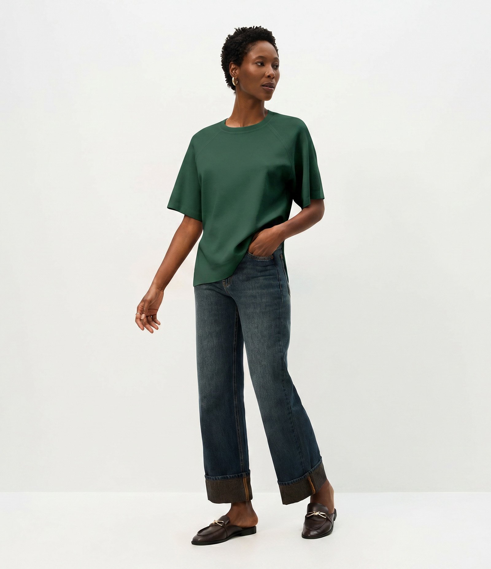 Blusa Oversized em Tricô com Cava Raglan Verde 1