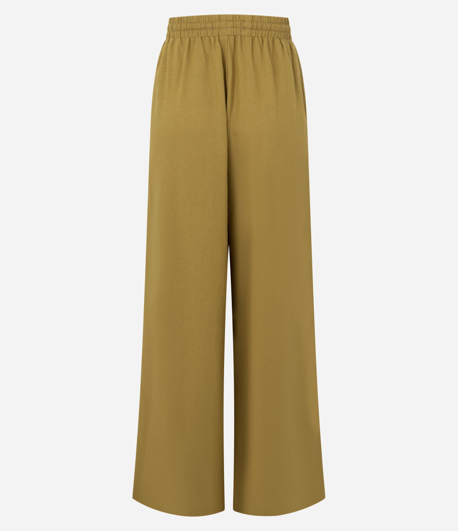 Calça Wide em Viscolinho com Amarração na Cintura Amarelo 2