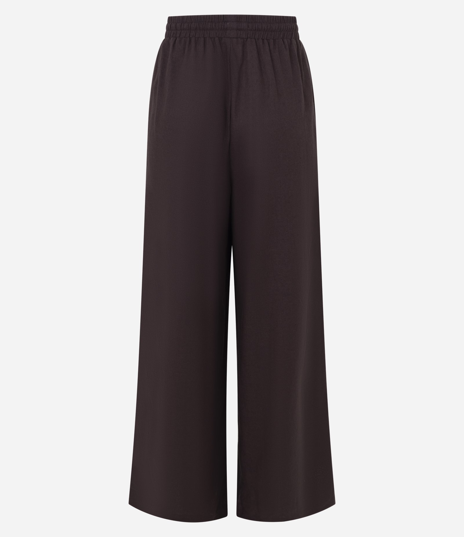 Calça Wide em Viscolinho com Amarração na Cintura Marrom 2
