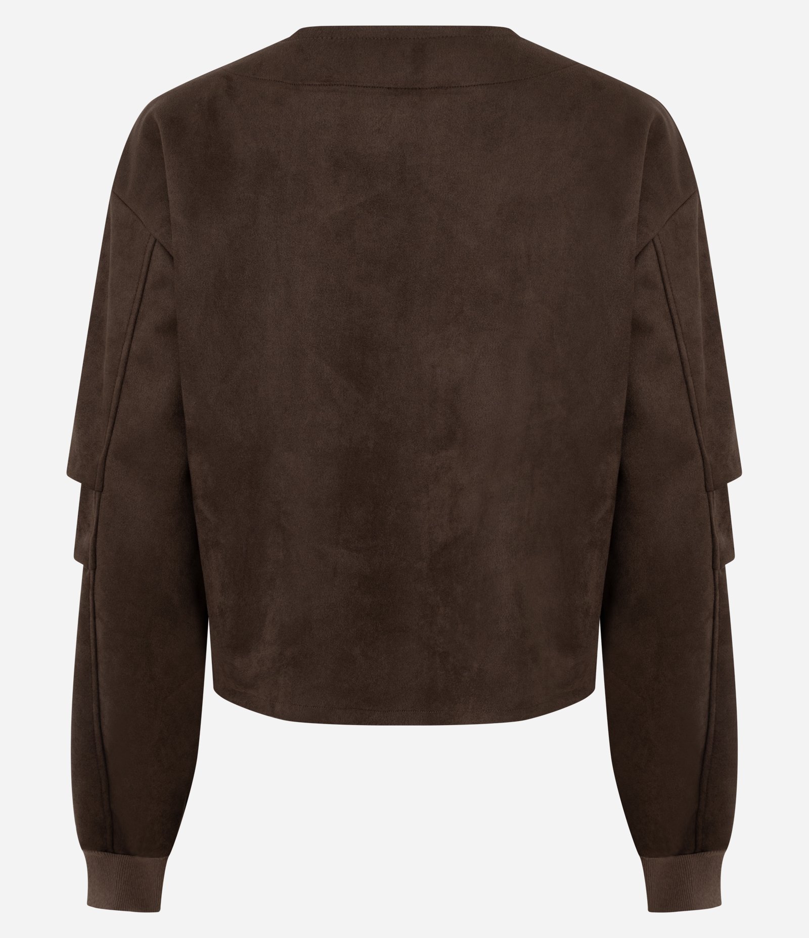 Camiseta Manga Longa em Suede com Pregas Marrom 7