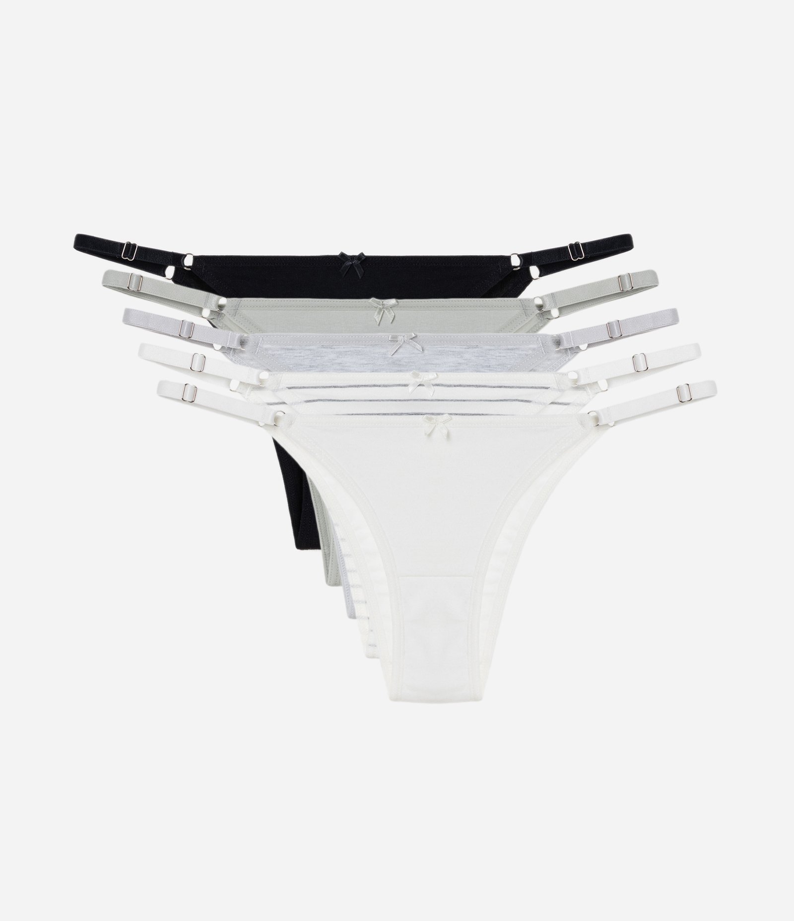 Kit com 05 Calcinhas String em Algodão com Detalhes em Renda Multicores 1