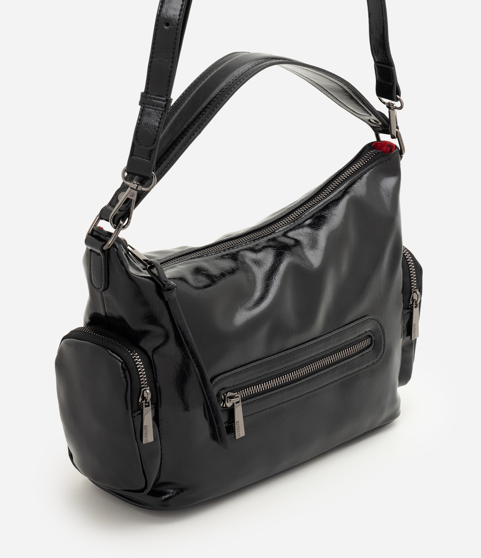 Bolsa Shoulder Média em PU com Alça Ajustável Preto 7