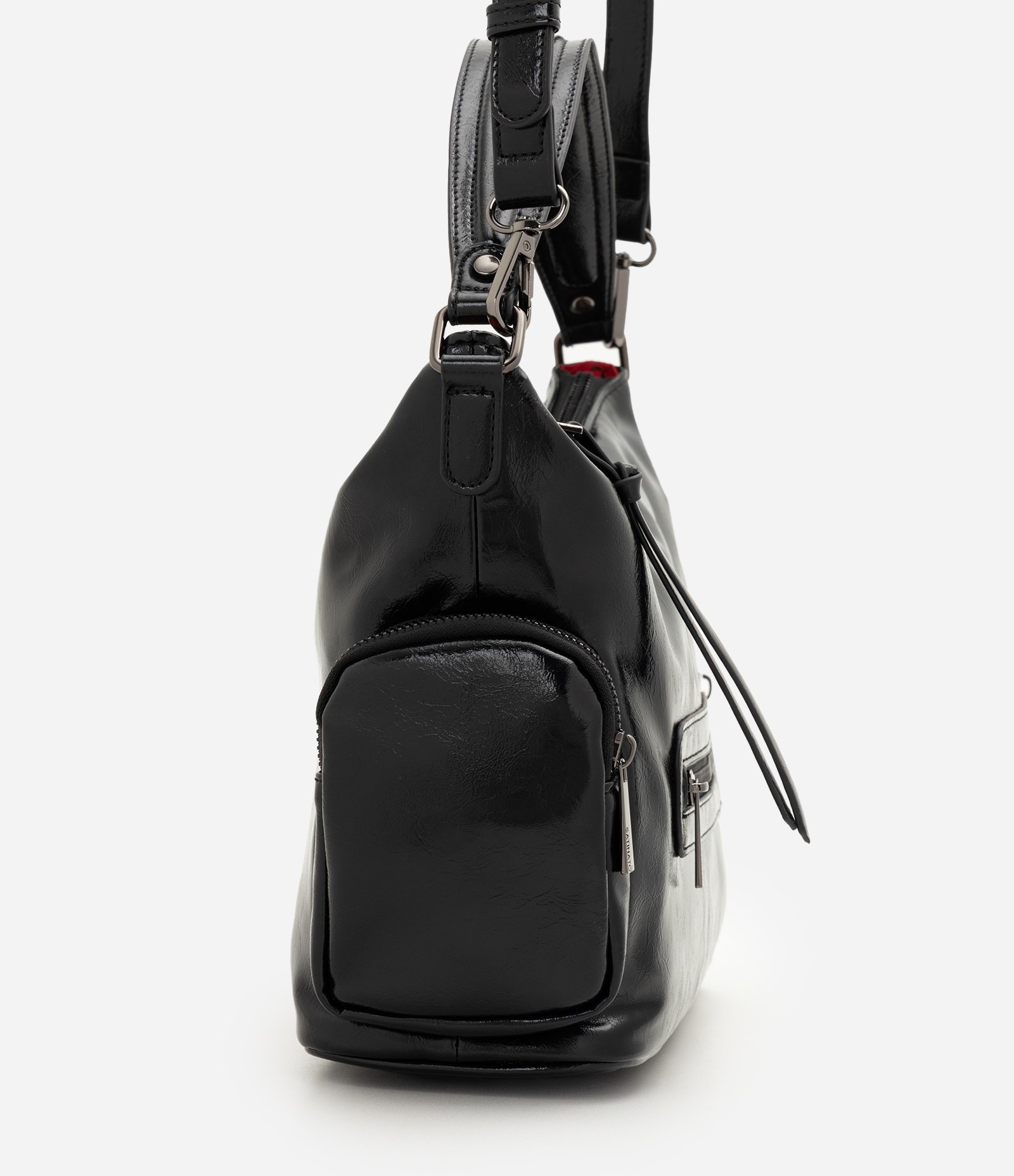 Bolsa Shoulder Média em PU com Alça Ajustável Preto 8