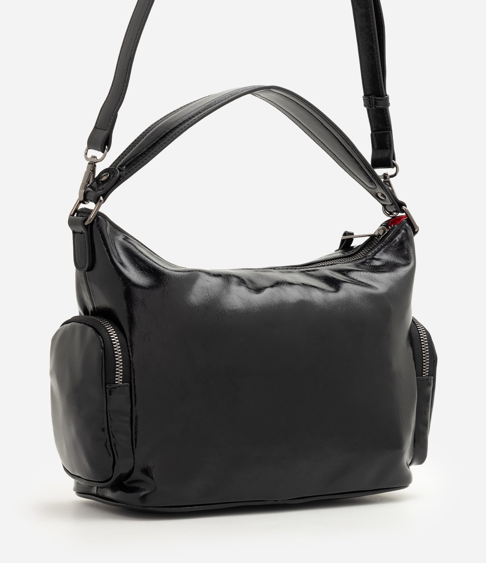 Bolsa Shoulder Média em PU com Alça Ajustável Preto 3