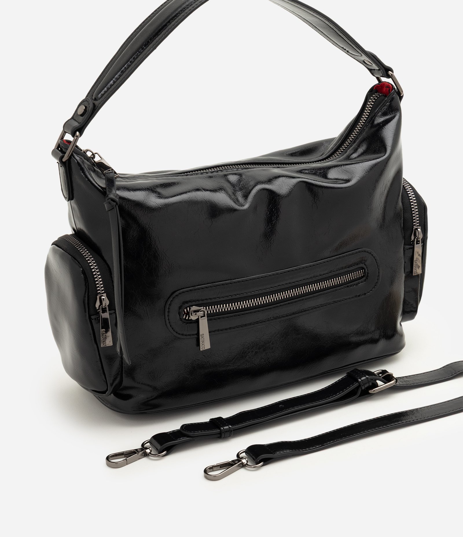 Bolsa Shoulder Média em PU com Alça Ajustável Preto 6