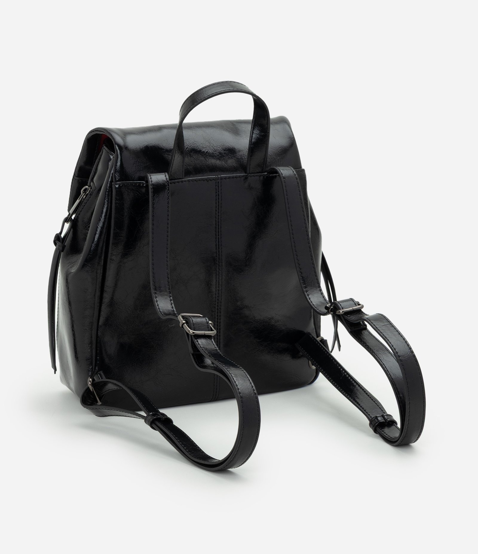 Mochila em PU com Forro Interno Contrastante Preto 5