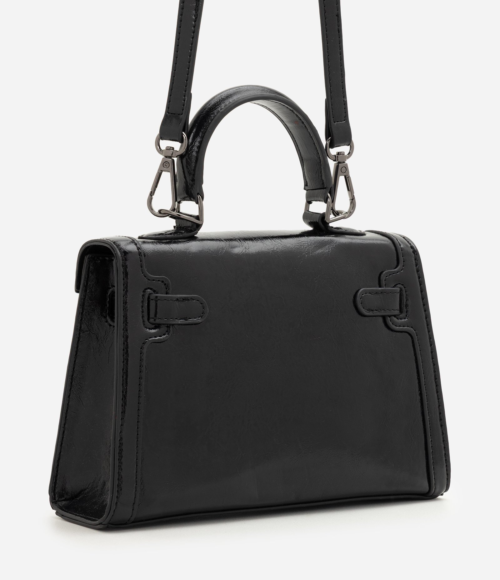 Bolsa Transversal Estruturada em PU com Alça Ajustável Preto 3