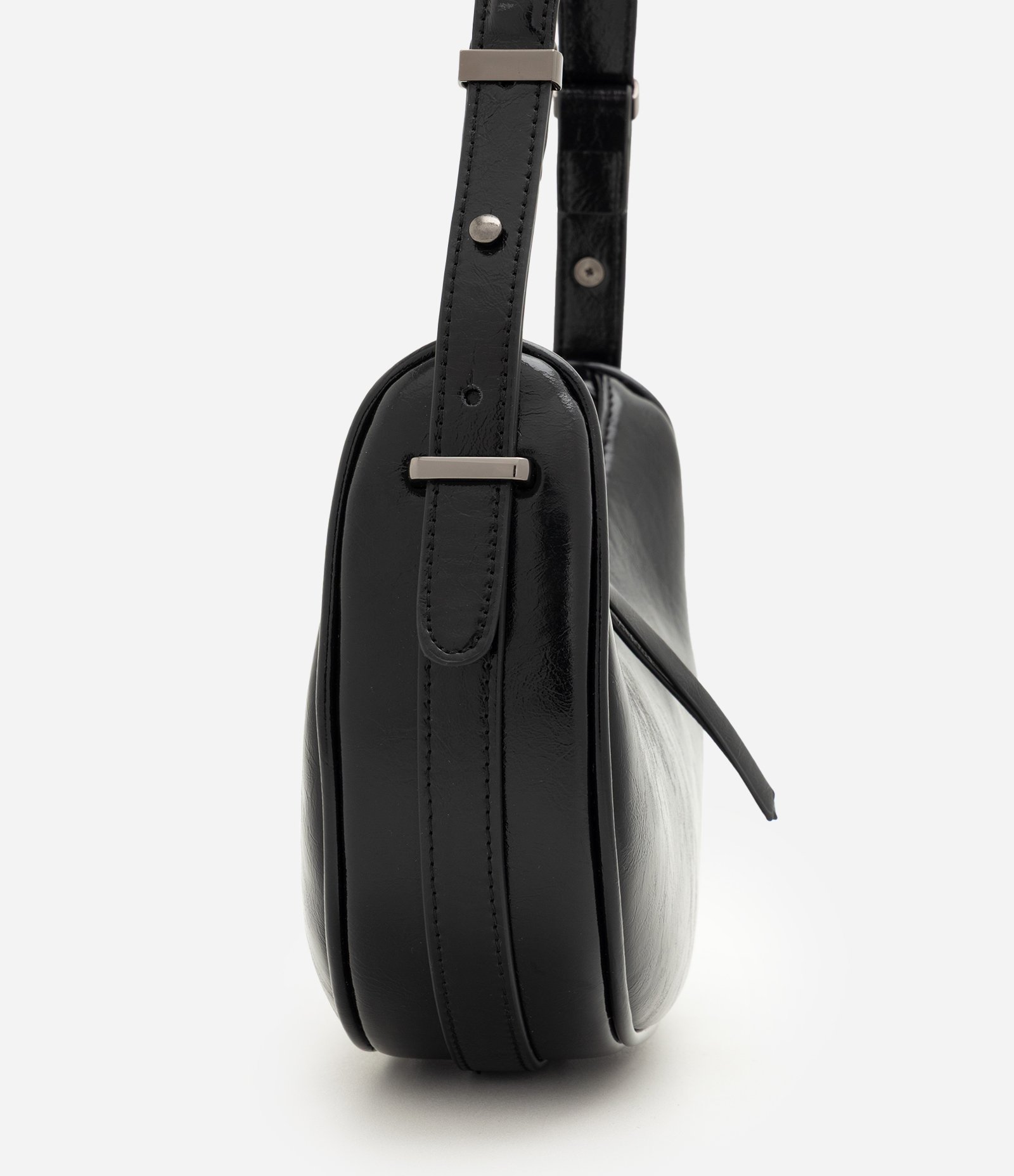 Bolsa Baguete em PU com Alça Ajustável Preto 4