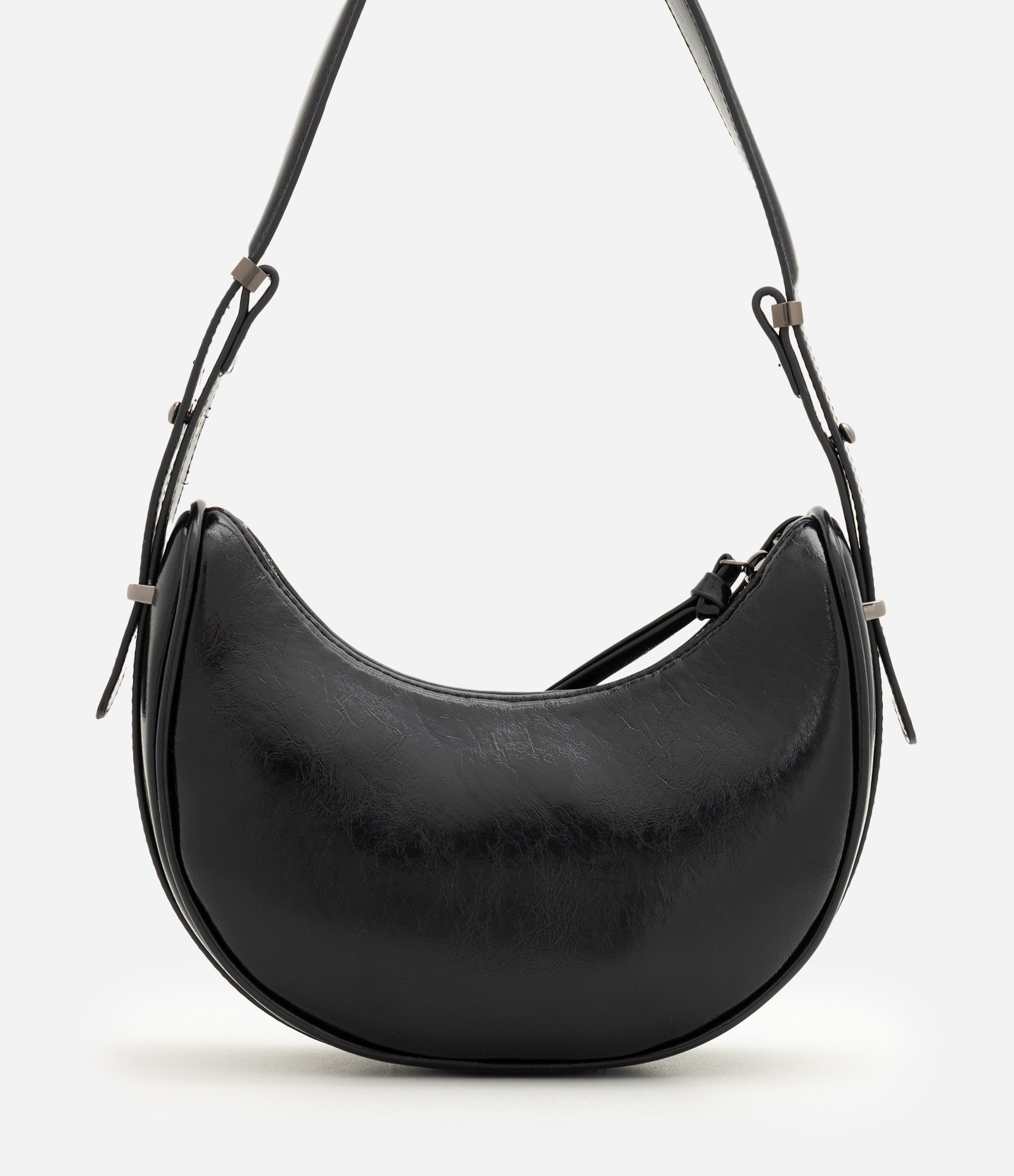 Bolsa Baguete em PU com Alça Ajustável Preto 5