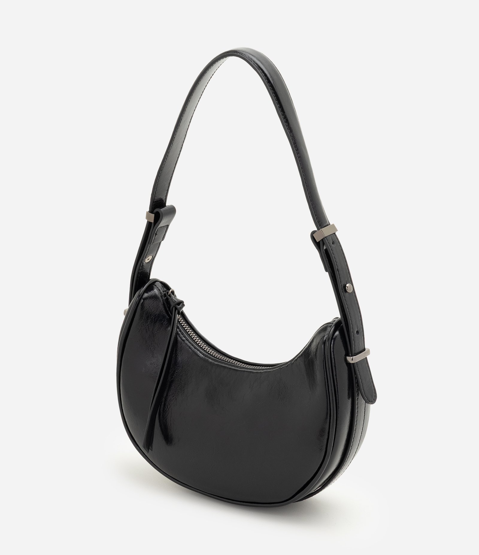 Bolsa Baguete em PU com Alça Ajustável Preto 7