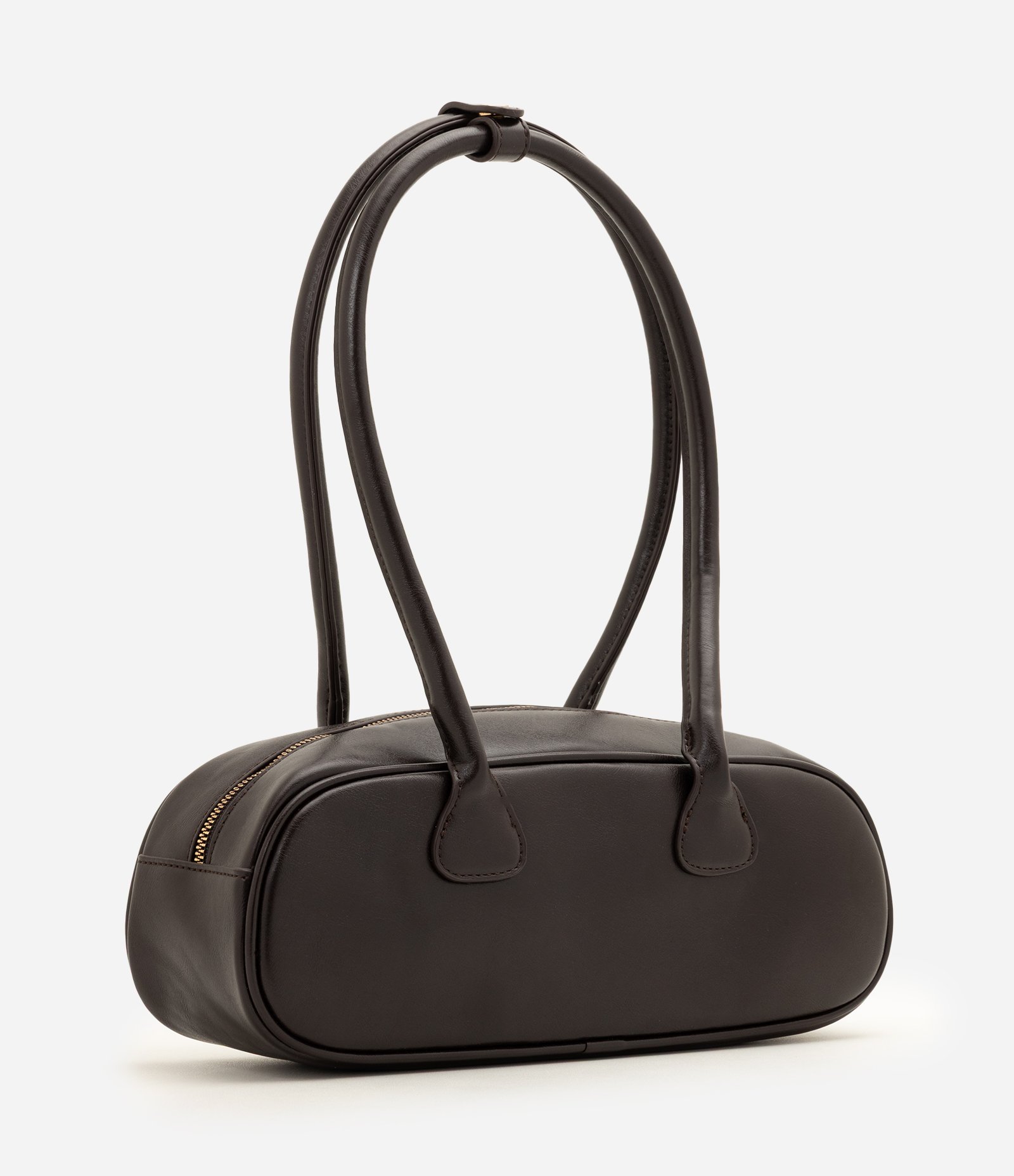 Bolsa Bowling Grande em PU com Trama Vazada Marrom 3