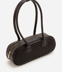 Bolsa Bowling Grande em PU com Trama Vazada