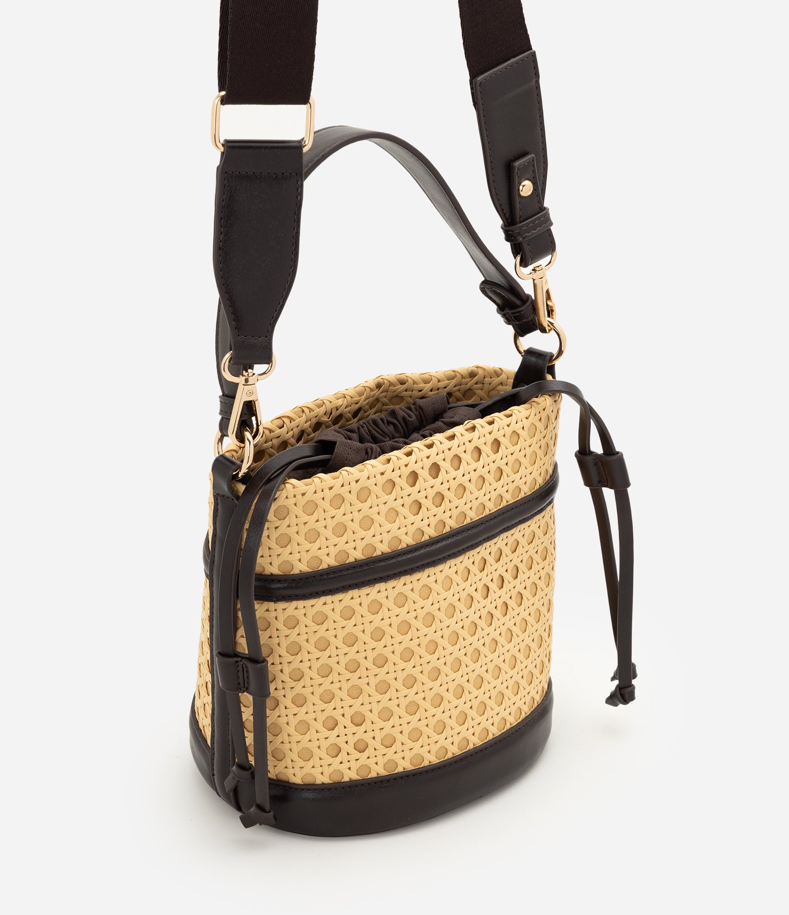 Bolsa Bucket Média com Alça Longa Transversal Bege/Marrom 6