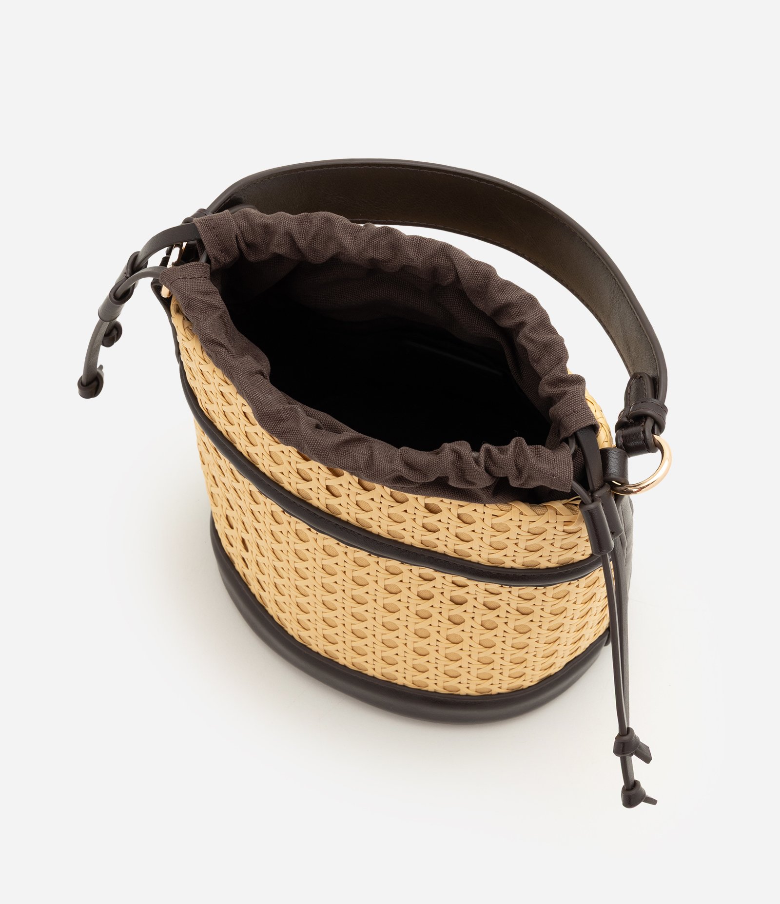 Bolsa Bucket Média com Alça Longa Transversal Bege/Marrom 4