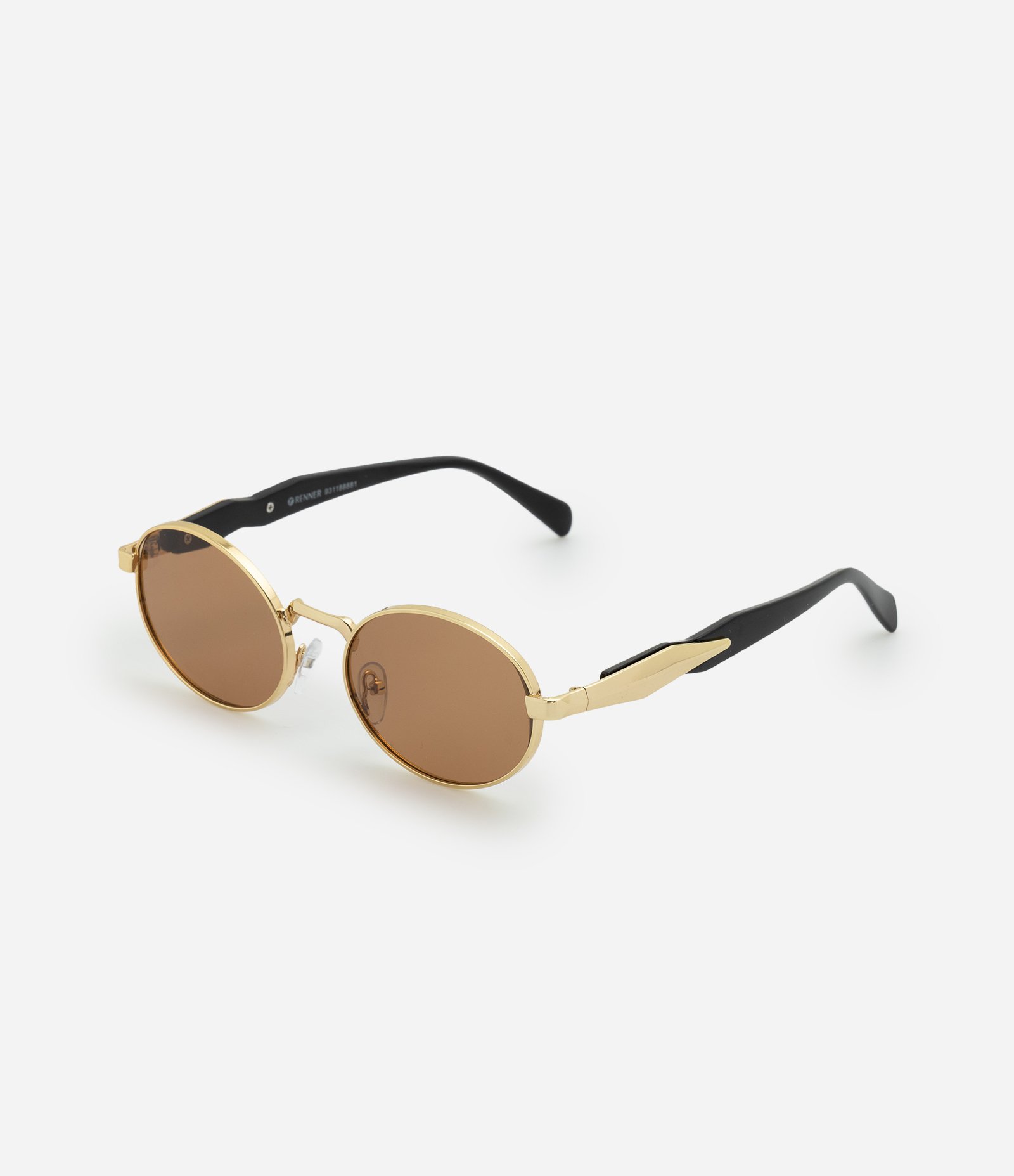 Óculos Redondo em Metal com Lente Marrom Dourado 2