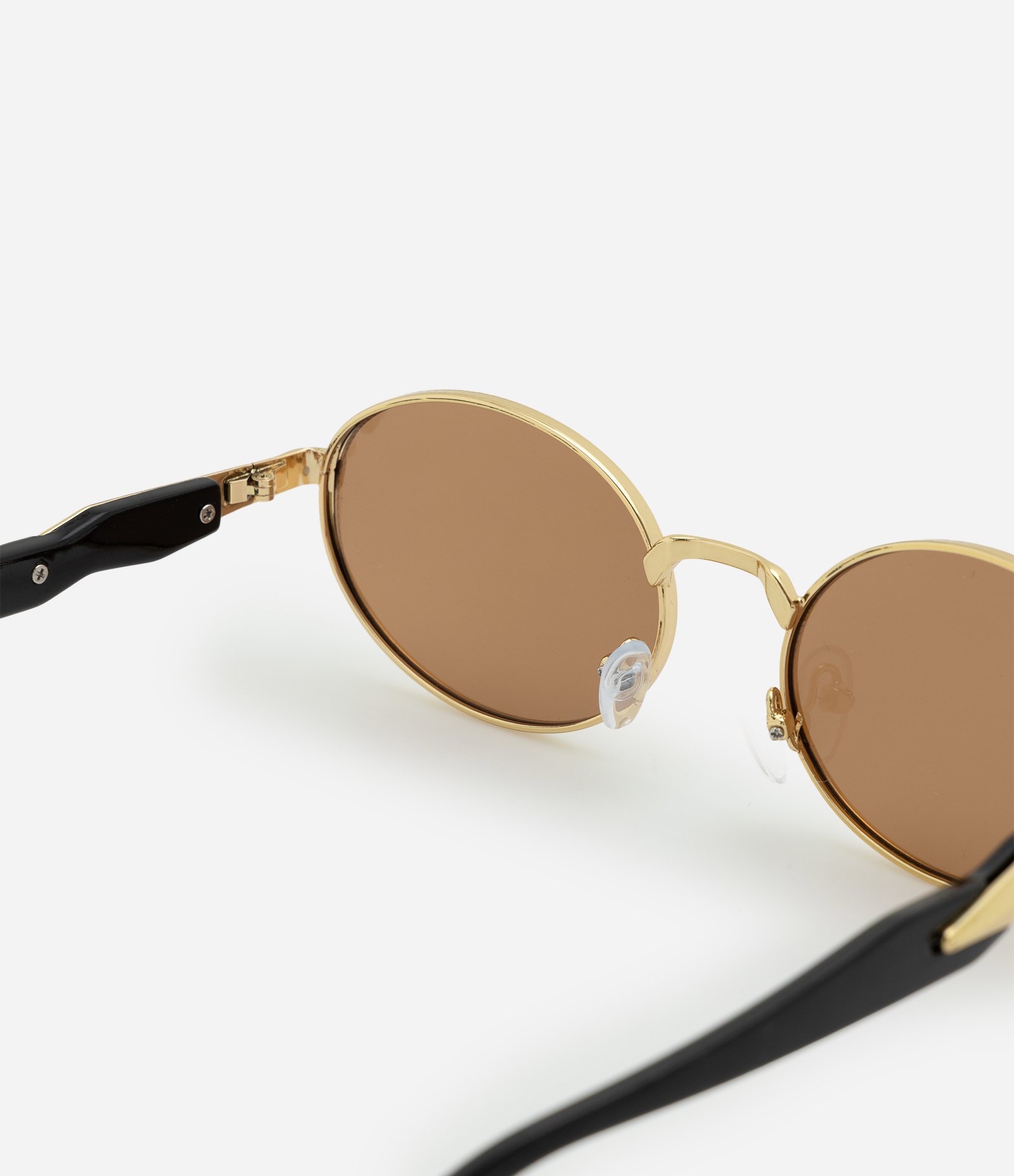 Óculos Redondo em Metal com Lente Marrom Dourado 4
