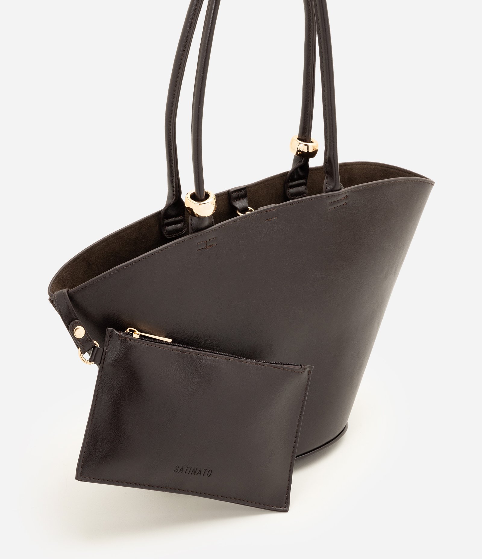 Bolsa Shopper Grande em PU Estruturado Marrom 5