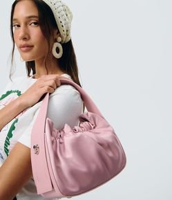 Bolsa Bucket em PU com Fechamento Ajustável e Alça Longa